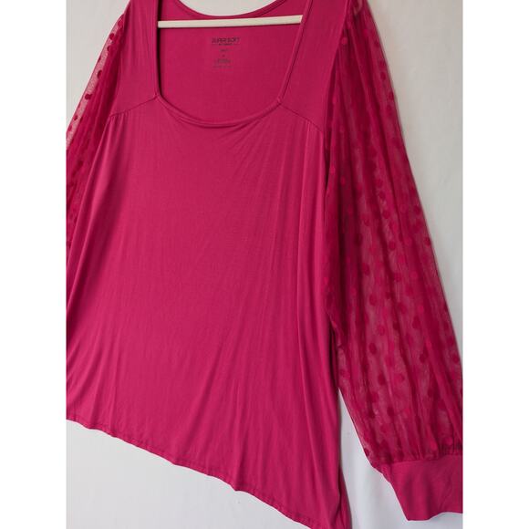 Torrid Super Soft Knit Pink Sheer Polka-dot‎ Long Sleeves Sz 4X Soft Lightweight - Picture 3 of 9